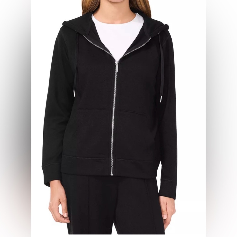 NEW women’s Vince Camuto Velour Quilted-Sleeve Hoodie -Black XL